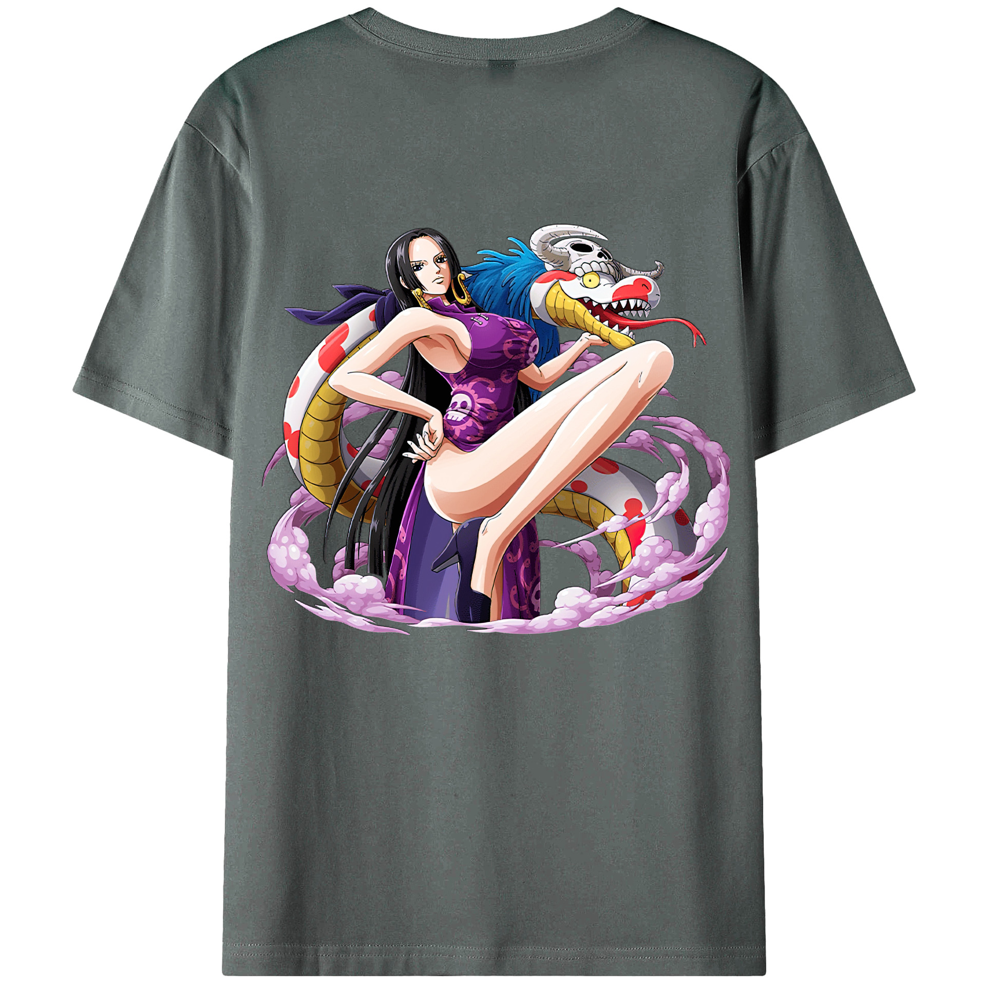 ワンピース ボア・ハンコック ONE PIECE Boa·Hancock 綿100％ メンズ半袖Tシャツ（バックプリント） 通気性